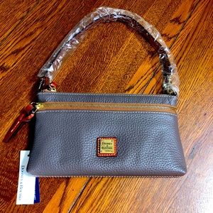 NWT, Dooney & Bourke, Tech Top Zip Pouch, in "elephant" (gray/tan)